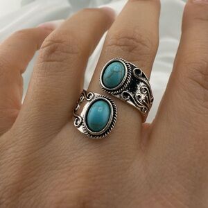 New! Turquoise and Silver Adjustable Ring